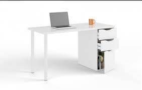 Elegant Artic White Desk with 3 Drawers and Reversible Legs - UK Luxury Furniture